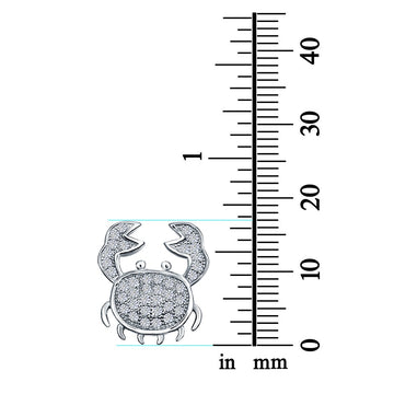 Crab Pendant Charm Simulated Cubic Zirconia 925 Sterling Silver (17mm)